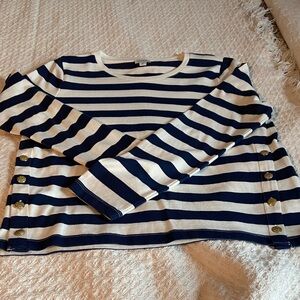J. Crew Navy and White Striped Long Sleeve Top